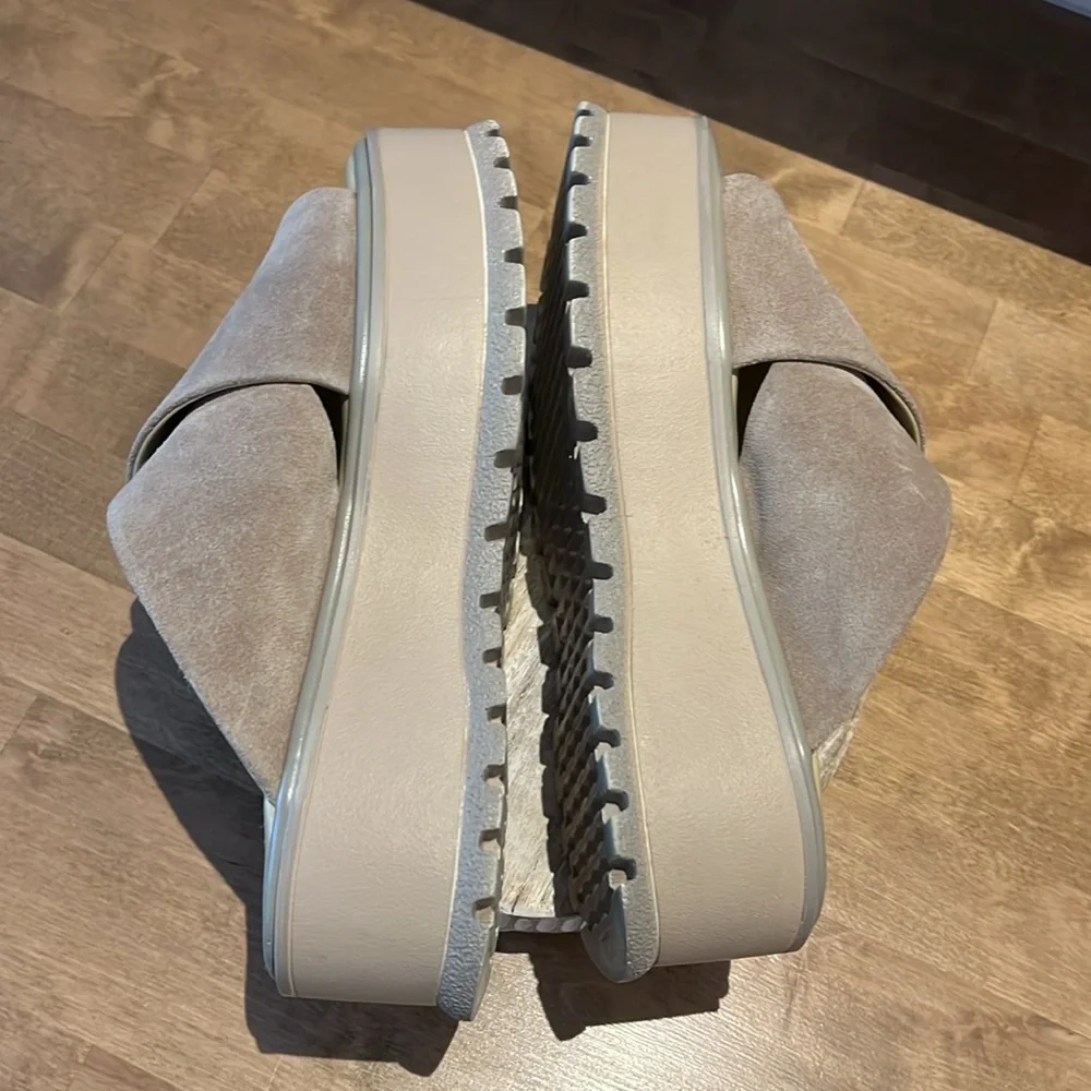 Women's Beige Suede Slide Sandals - Picture 5 of 10